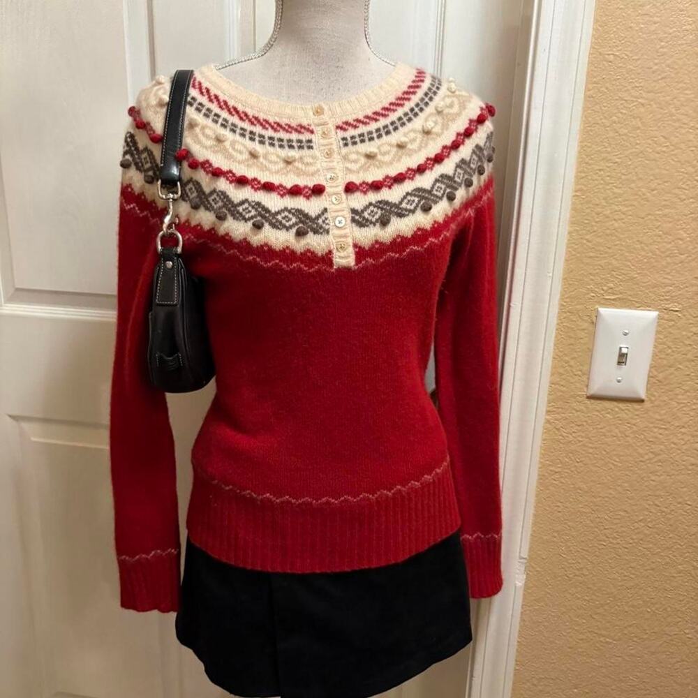 Eddie Bauer red lambswool and angora sweater. size small